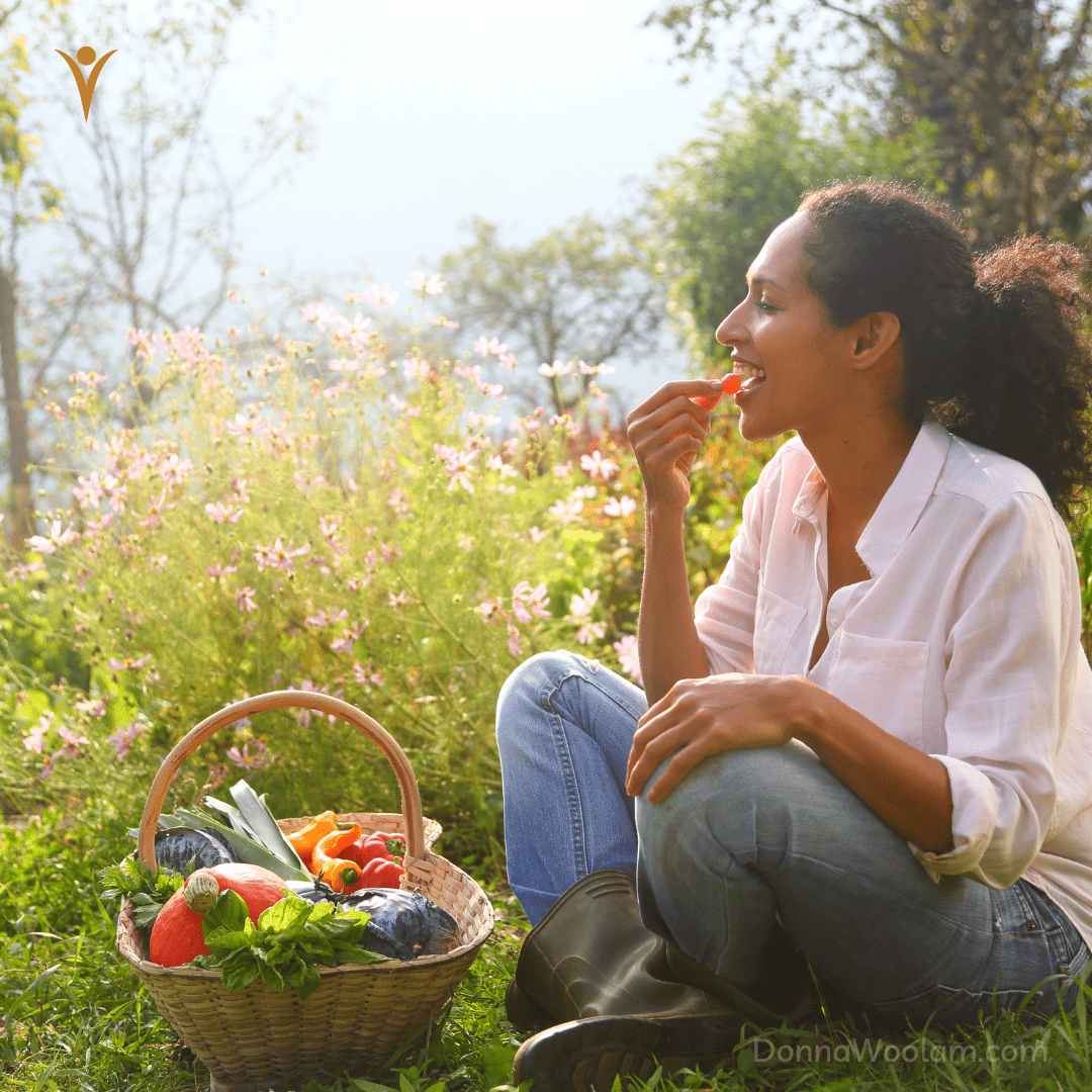 woman fruit woman eating fruit, cultivate gratitude
