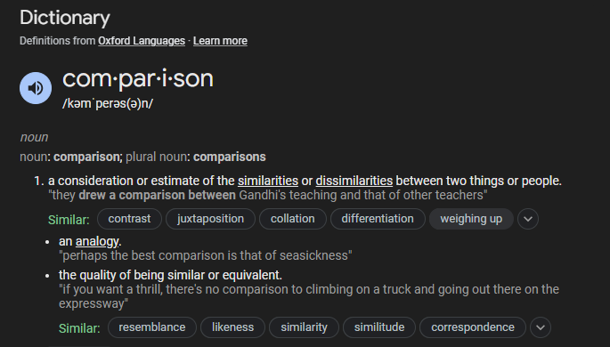 comparison definition comparison definition
